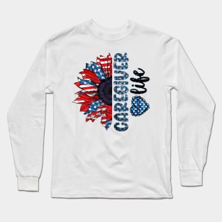 CNA Life American Flag Sunflower Happy Independence Day Long Sleeve T-Shirt